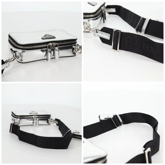 PRADA Shoulder Bag Leather Silver 2VH070 Auth 142285M - Picture 15 of 16